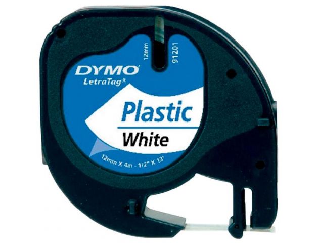 Cinta dymo 12mmx4mt -negro/blanco LETRATAG